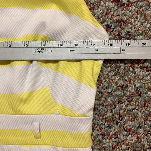 Tahari Yellow White Stripe Cotton Pique V-Neck Sleeveless Knee Length Dress 10 - Picture 11 of 13